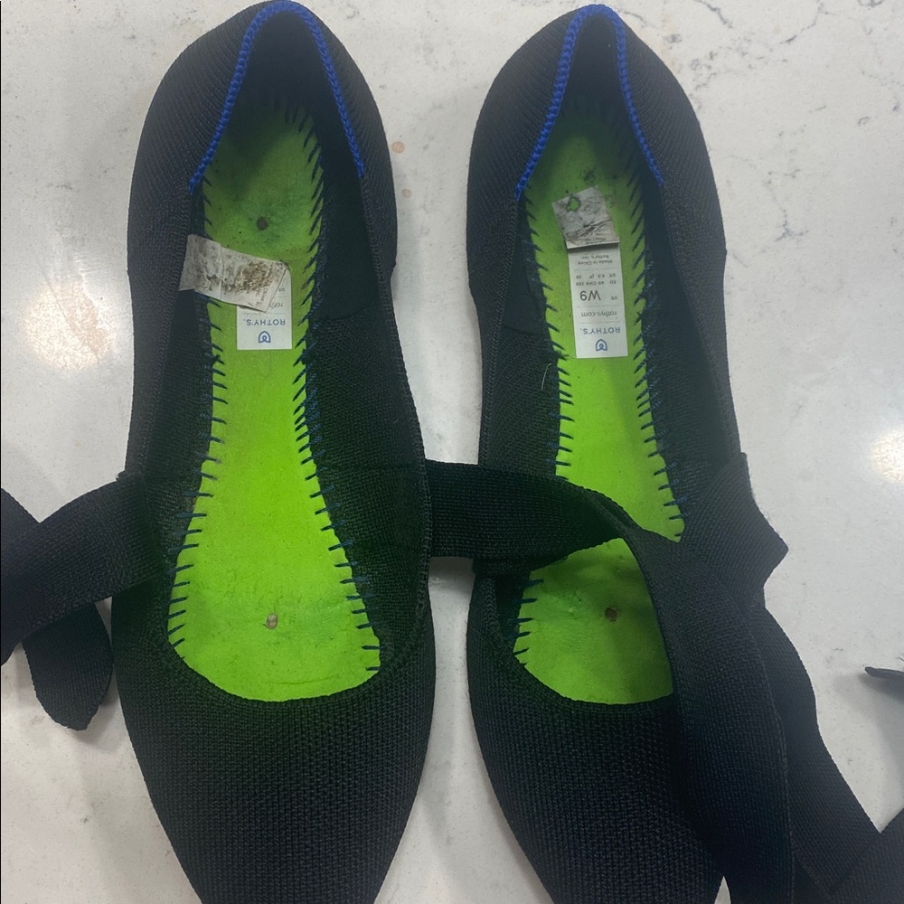 Rothy's Black Flats with Bow Detail